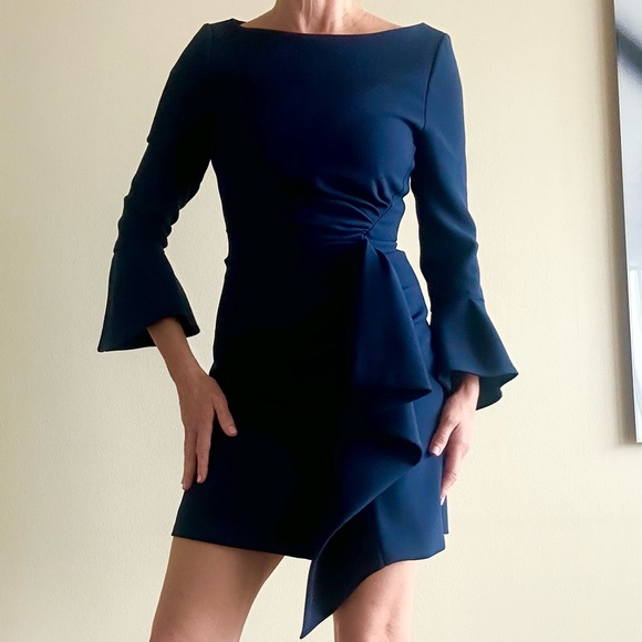 Jonathan Simkhai Navy Blue draped dress 4 $550 - Picture 2 of 4